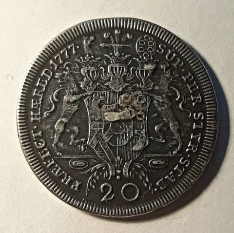 20 крейцеров 1777 Виндиш-Грац RARE Австрия Священная Римская Империя UNC