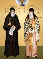 Икона Паисий и Арсений (Печать на холсте на деревяной основе 2-3см)(20078)