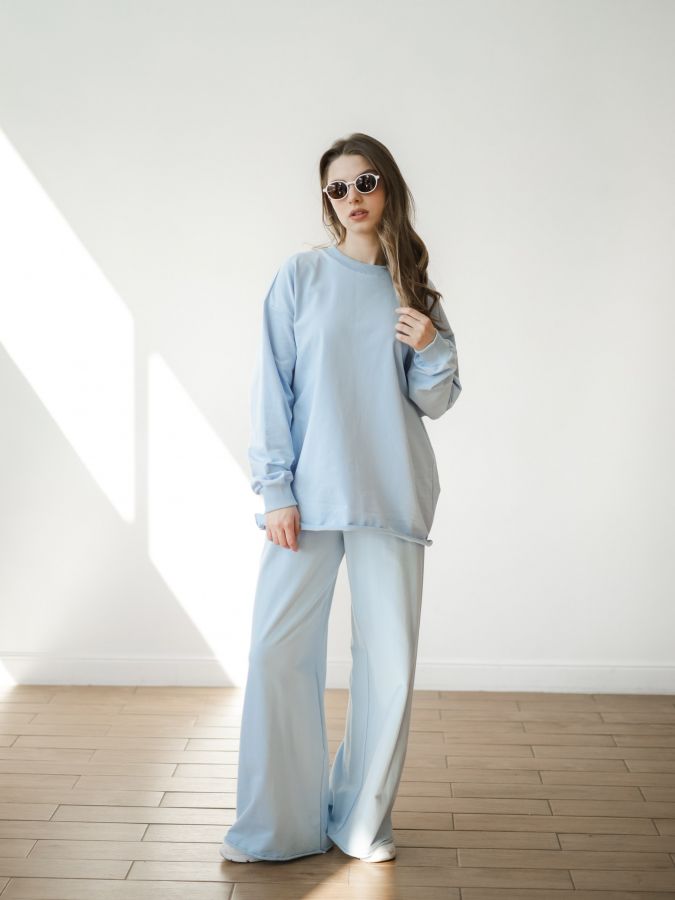 Кофта с длинным рукавом голубая