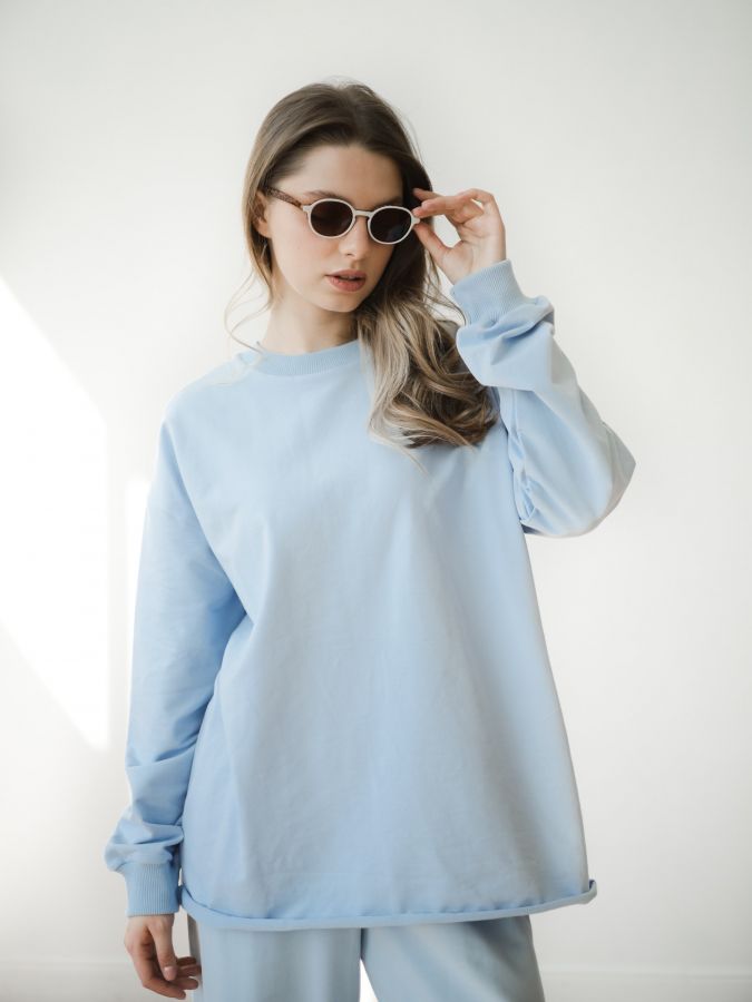 Кофта с длинным рукавом голубая