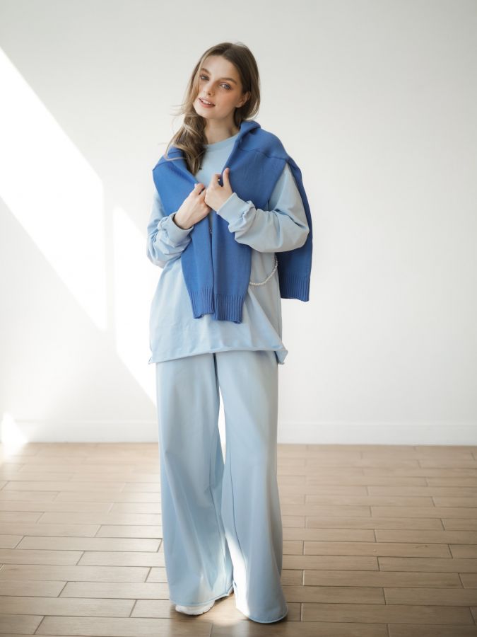 Кофта с длинным рукавом голубая