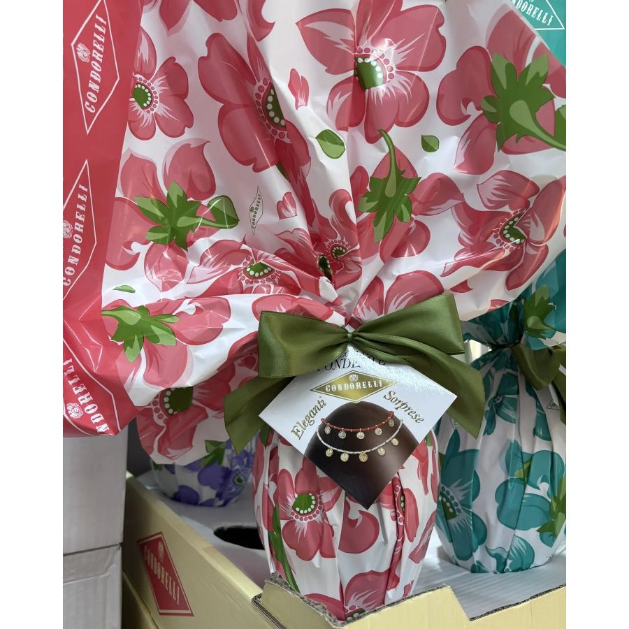 Яйцо из темного шоколада с сюрпризом Флора, Condorelli, 350 г, Uovo di cioccolato fondente flora 350 g