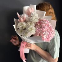 Букет "Весеннее вдохновение"/гортензия/хризантема/лагурус