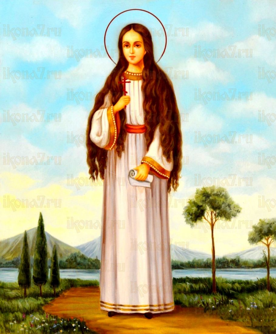 Рукописная икона Агния (Анна) Римская на липовой доске (ктг6-22280)