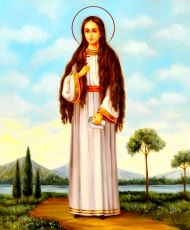 Рукописная икона Агния (Анна) Римская на липовой доске (ктг6-22280)