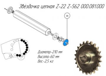 Звёздочка цепная Z-22 Z-562 000.081.000