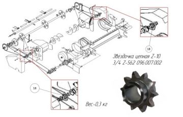 Звёздочка цепная Z-10 3/4 Z-562 096.007.002