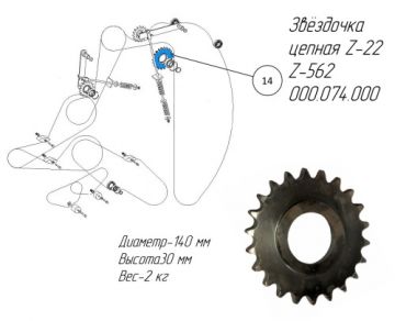 Звёздочка цепная Z-22 Z-562 000.074.000