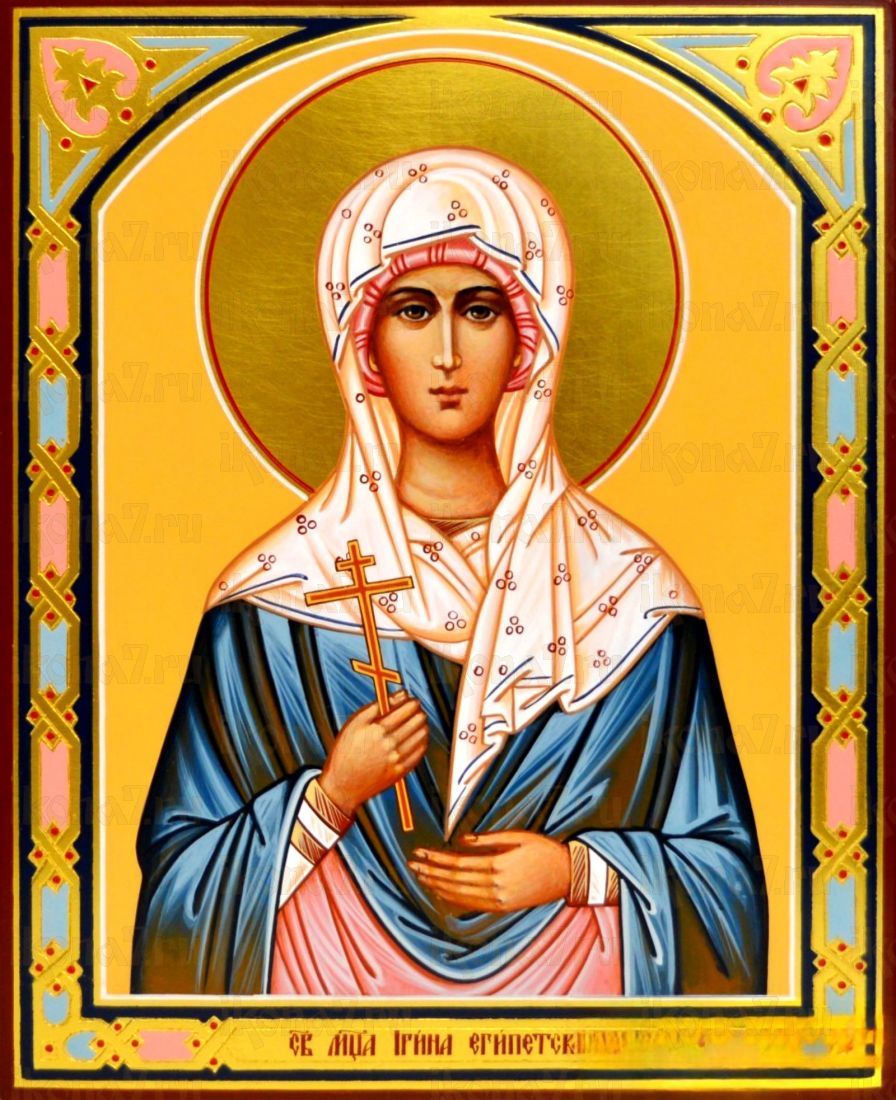 Рукописная икона Ирина Египетская на липовой доске (ктг6-22361)
