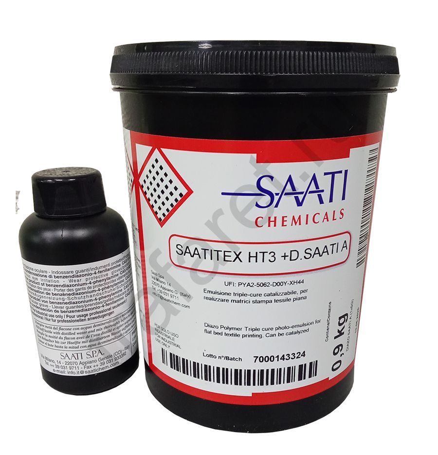 Фотоэмульсия SAATI HT (0,9 / 4,5 кг.) пластизоль, сольвент, водная, вытравная краски