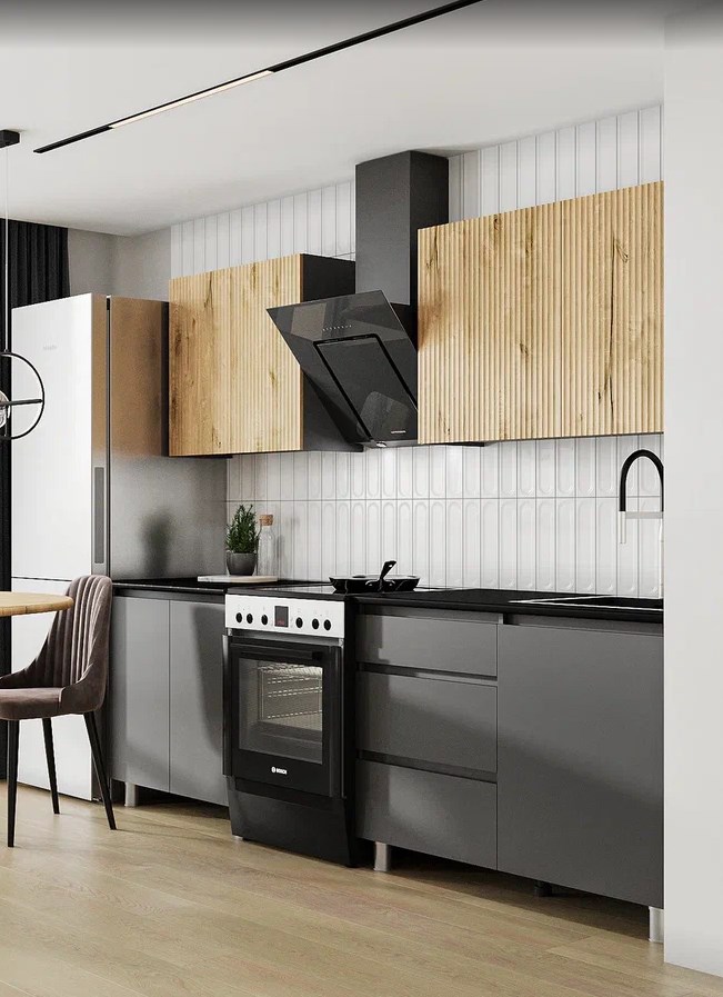 Кухня Эккервуд 2,0 м графит / Дуб торонто