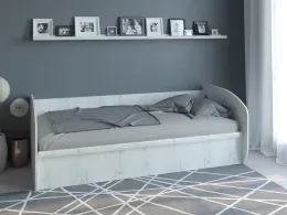 Кровать КД-1.8  с ПМ (с/м 900*2000мм) Дуб крафт белый