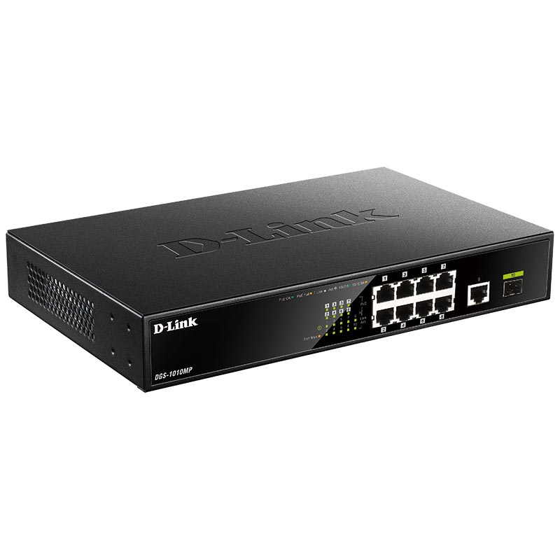 Коммутатор D-Link DGS-1010MP 8-PoE Неуправляемый 10-ports, DGS-1010MP/A1A