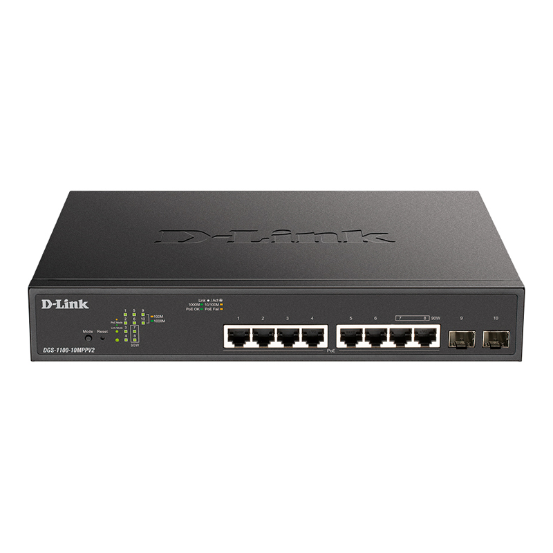 Коммутатор D-Link DGS-1100-10MPPV2 8-PoE Smart 10-ports, DGS-1100-10MPPV2/A3A