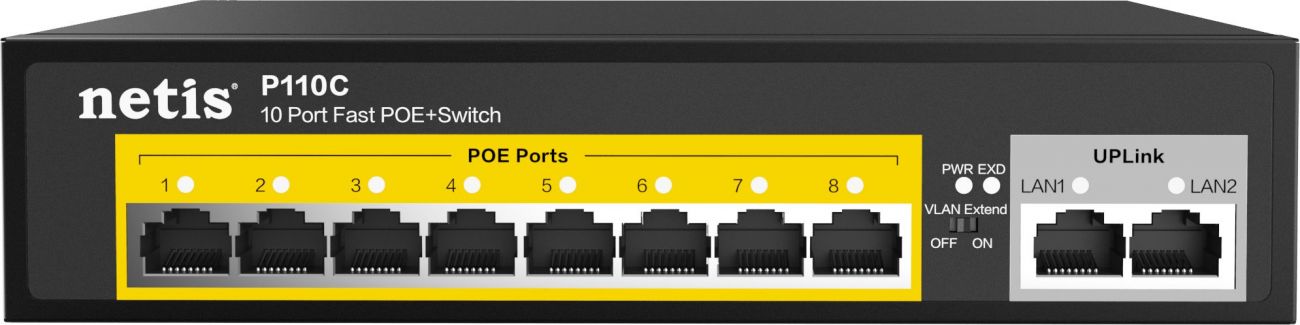 Коммутатор NETIS P110C 8-PoE Неуправляемый 10-ports, P110C