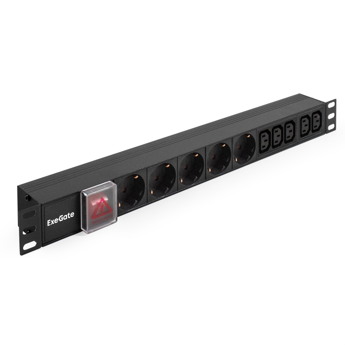 Блок розеток Exegate PDU-19H008 Al-5C135S-C14-SW, 1U, EX280866RUS