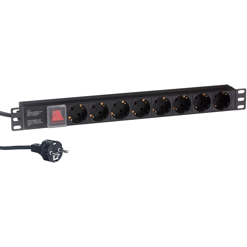 Блок розеток Exegate ServerPro PDU-19H805 Al-8S-EU3-SW, 1U, EX280844RUS