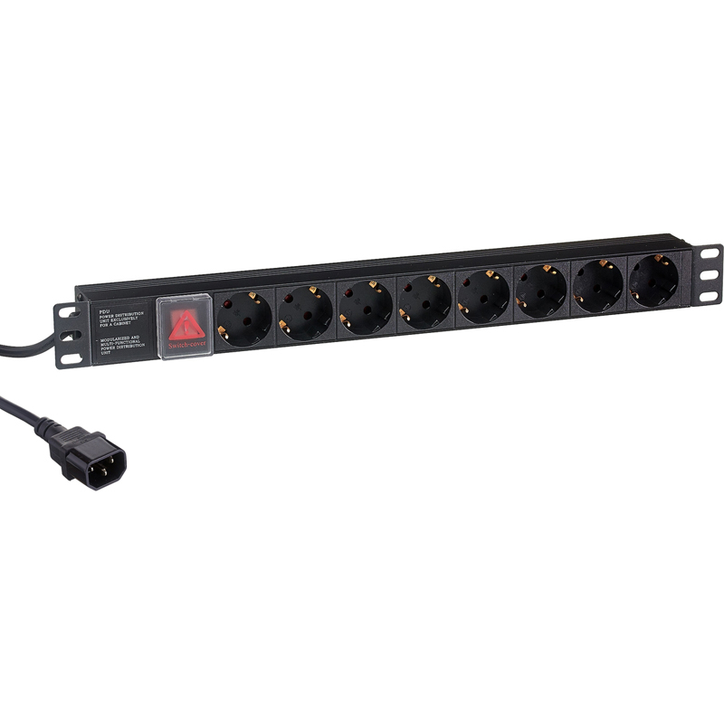 Блок розеток Exegate ServerPro PDU-19H806 Al-8S-C14-3-SW, 1U, EX280845RUS
