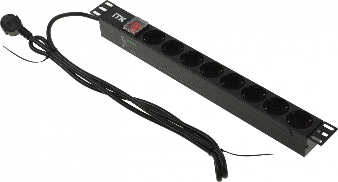 Блок розеток IEK PH12-8D1-P, 1U, PH12-8D1-P