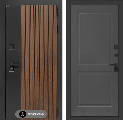 Входная дверь Лабиринт Айслаб - 11 Графит софт с терморазрывом