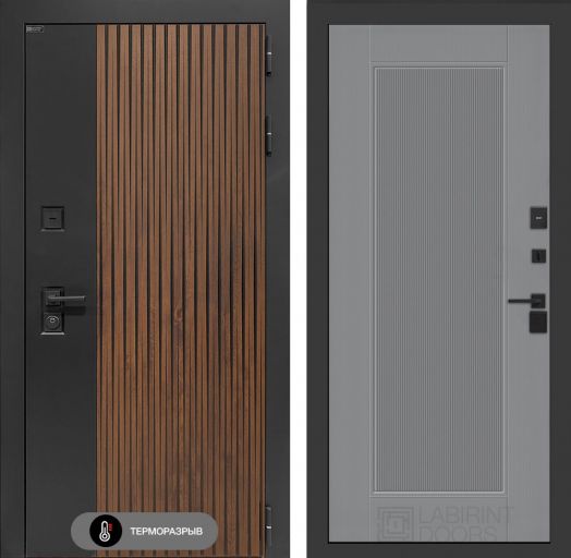 Входная дверь Лабиринт Айслаб - 30 Серый софт рельеф с терморазрывом
