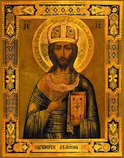 Рукописная икона Великий Архиерей на липовой доске (22406)