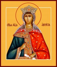 Рукописная икона Августа (Василисса) Римская на липовой доске (22452)