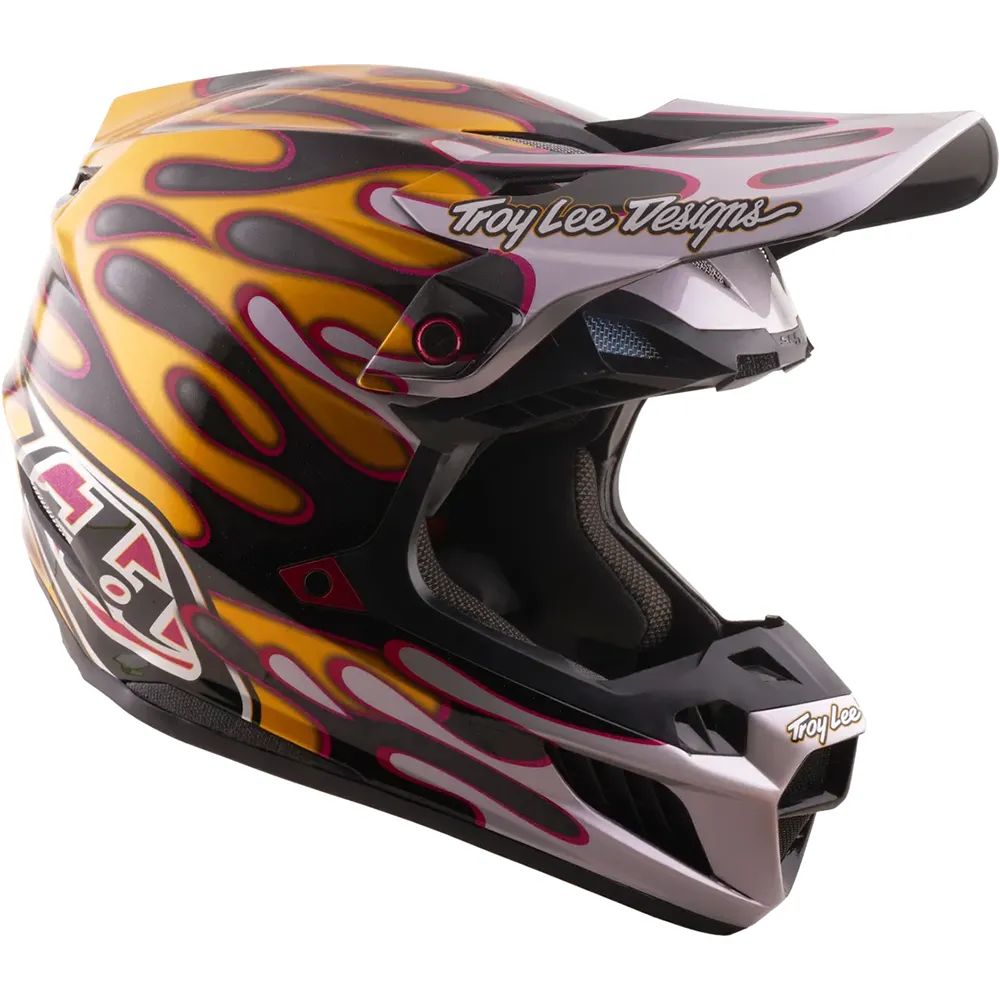 Troy Lee Designs SE5 ECE Carbon Overspray Black/Gold (2026) шлем для мотокросса и эндуро