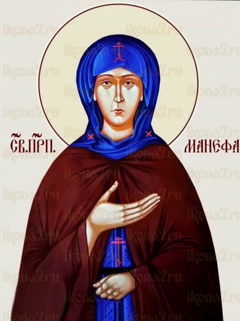Рукописная икона Манефа Гомельская на липовой доске (22480)