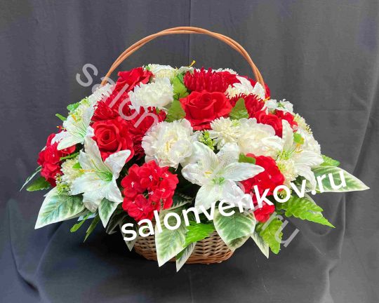 Ритуальная корзина из искусственных цветов N36, РАЗМЕР 50см