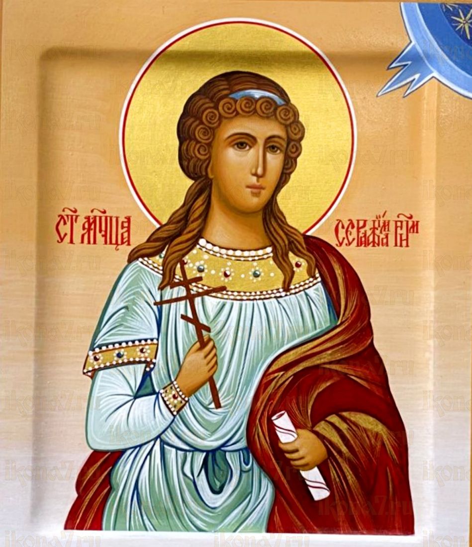 Серафима Римская рукописная Икона на липовой доске (22509)