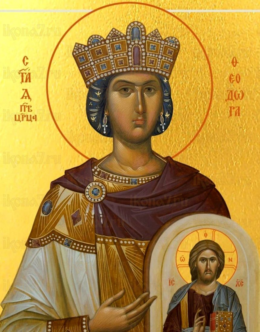 Феодора Цареградская рукописная Икона на липовой доске (22513)