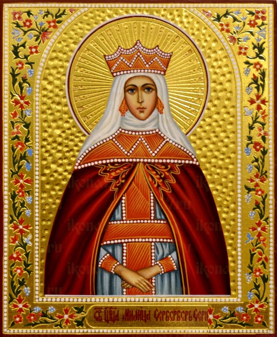Милица Сербская рукописная Икона на липовой доске (22530)