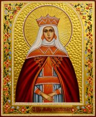Милица Сербская рукописная Икона на липовой доске (22530)