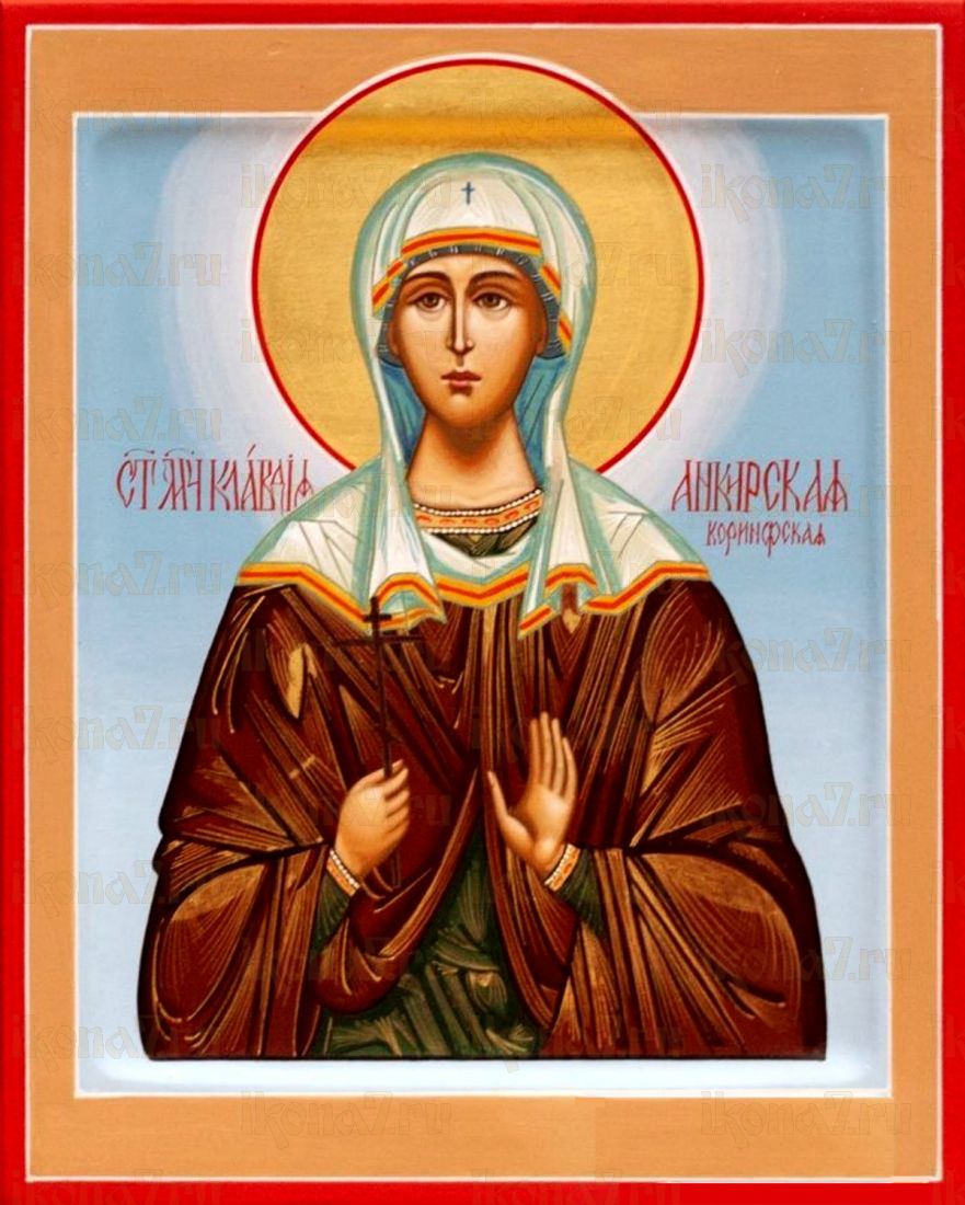 Клавдия Анкирская рукописная Икона на липовой доске (22541)