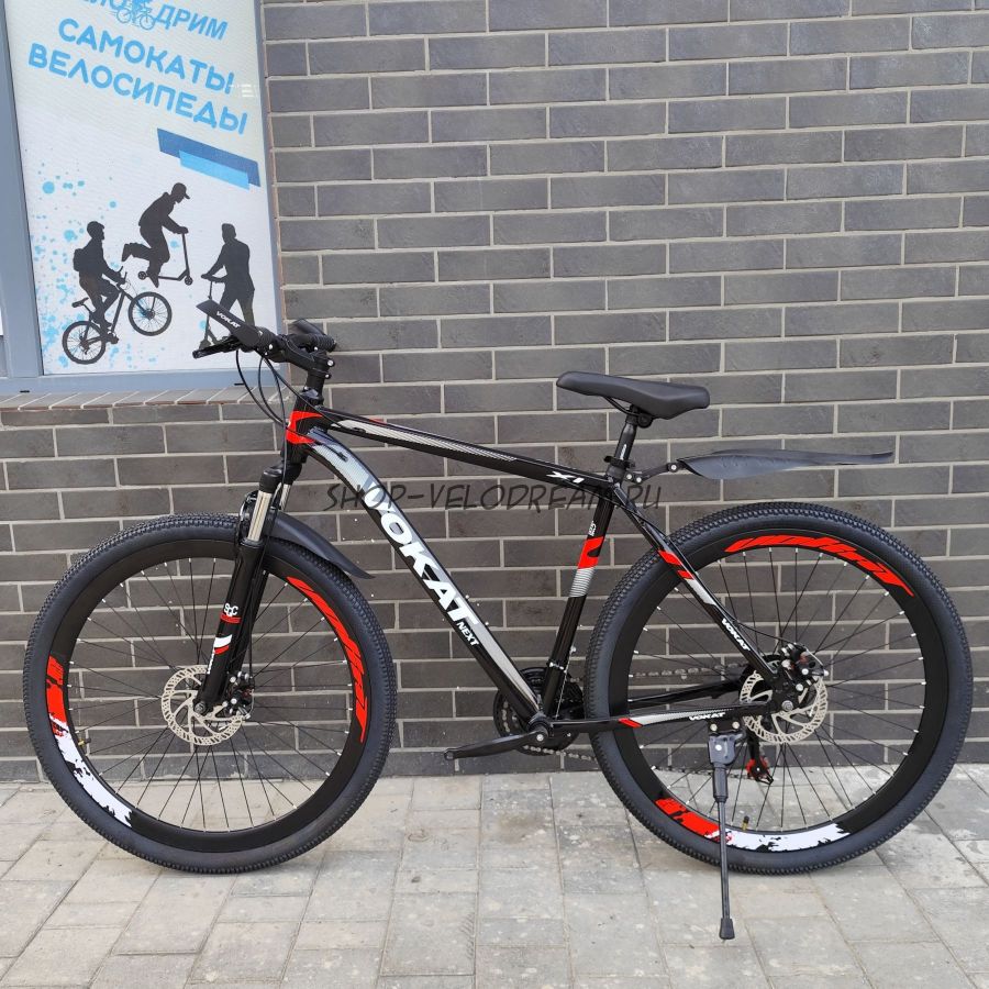 Велосипед 29" Усиленный обод vokat next алюминиевый диск черно-красный 27 скоростей