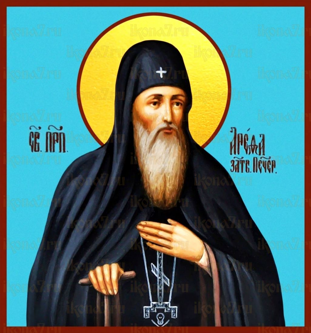 Арефа Печерский рукописная Икона на липовой доске (22566)