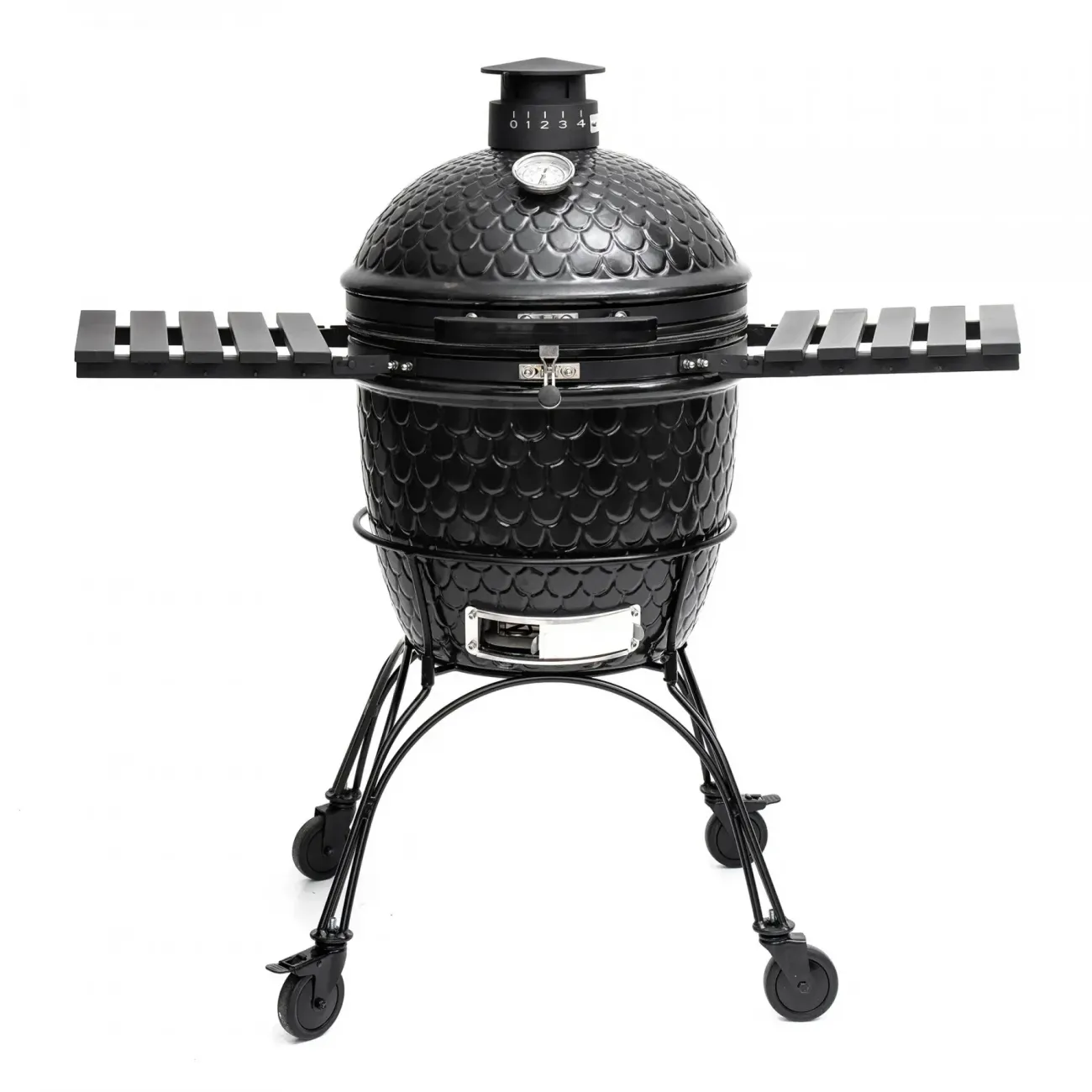 Керамический угольный гриль DinoEgg Classic Black, 46 см, с ножками и столиками