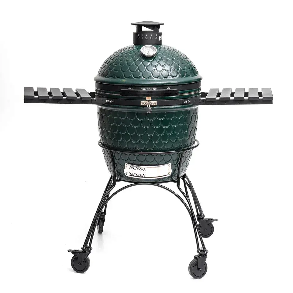 Керамический угольный гриль DinoEgg Classic Green, 46 см, с ножками и столиками