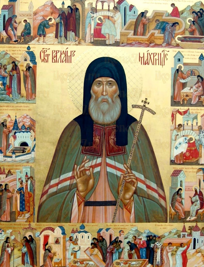 Варлаам Махрищский рукописная Икона на липовой доске (22610)