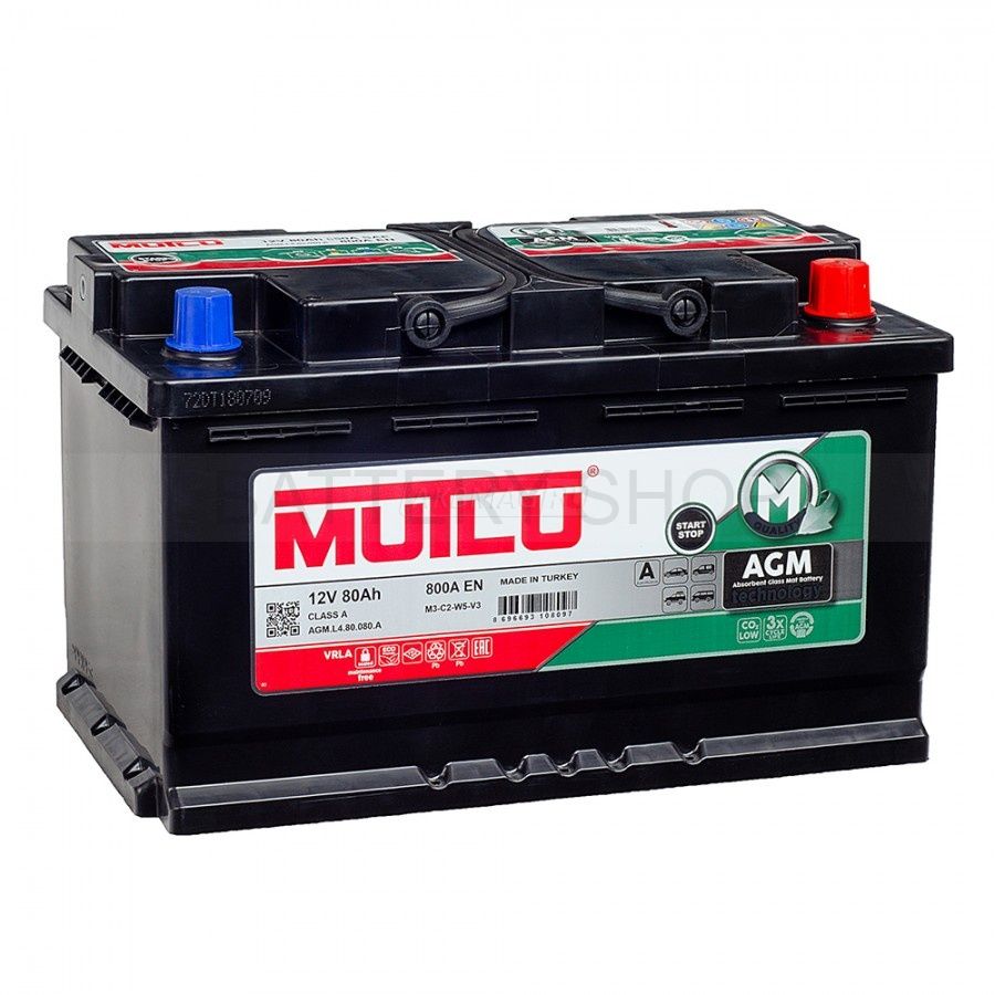 MUTLU AGM START-STOP 80 Ah 800 A обрат. поляр.