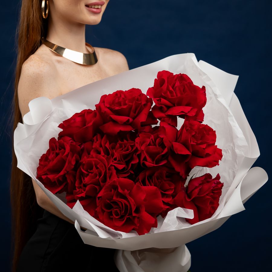 Французская роза 11 шт (красная)