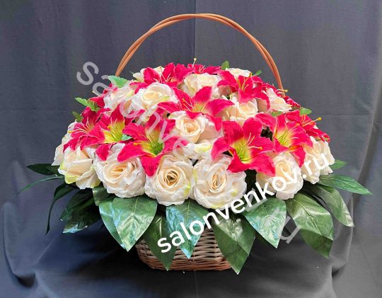 Ритуальная корзина из искусственных цветов N41, РАЗМЕР 50см