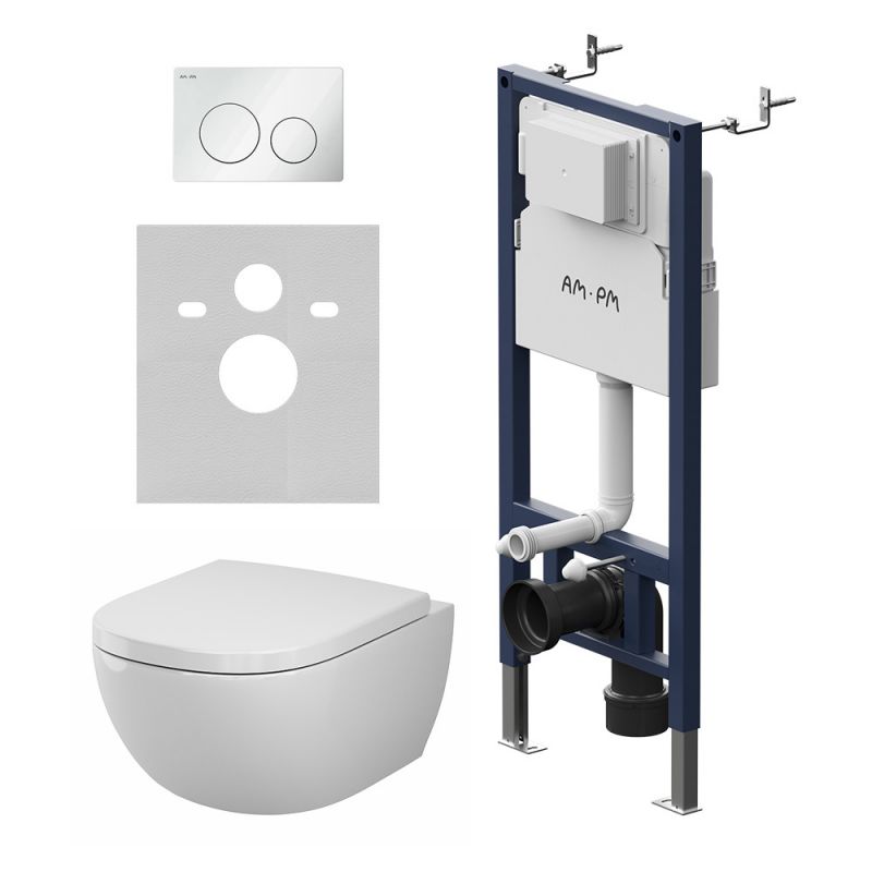Комплект инсталляции AM.PM PrimeFit с унитазом Above Aquaspin, клавиша белый IS90101.9X1900