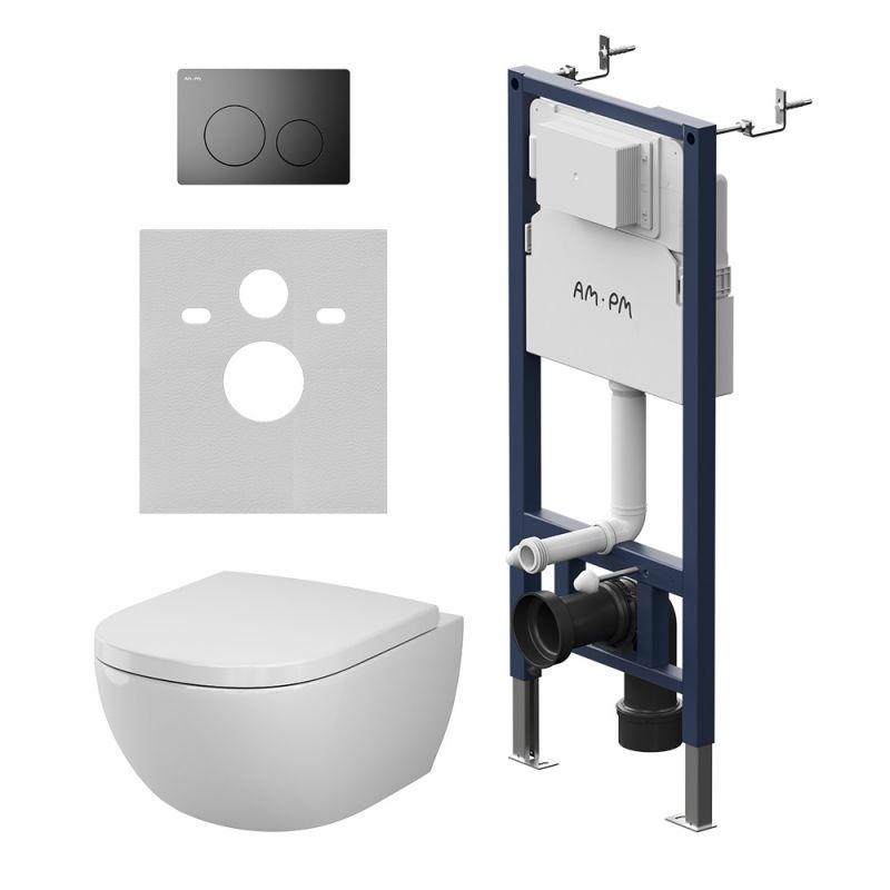 Комплект инсталляции AM.PM PrimeFit с унитазом Above Aquaspin, клавиша черный IS90138.9X1900
