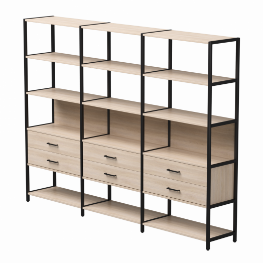 Набор стеллажных систем №9 EVO 2440x385x1840 Дуб Соната/Черный