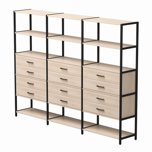 Набор стеллажных систем №10 EVO 2440x385x1840 Дуб Соната/Черный