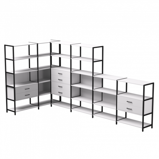 Набор стеллажных систем №18 EVO 1635x3630x1840 Белый/Черны