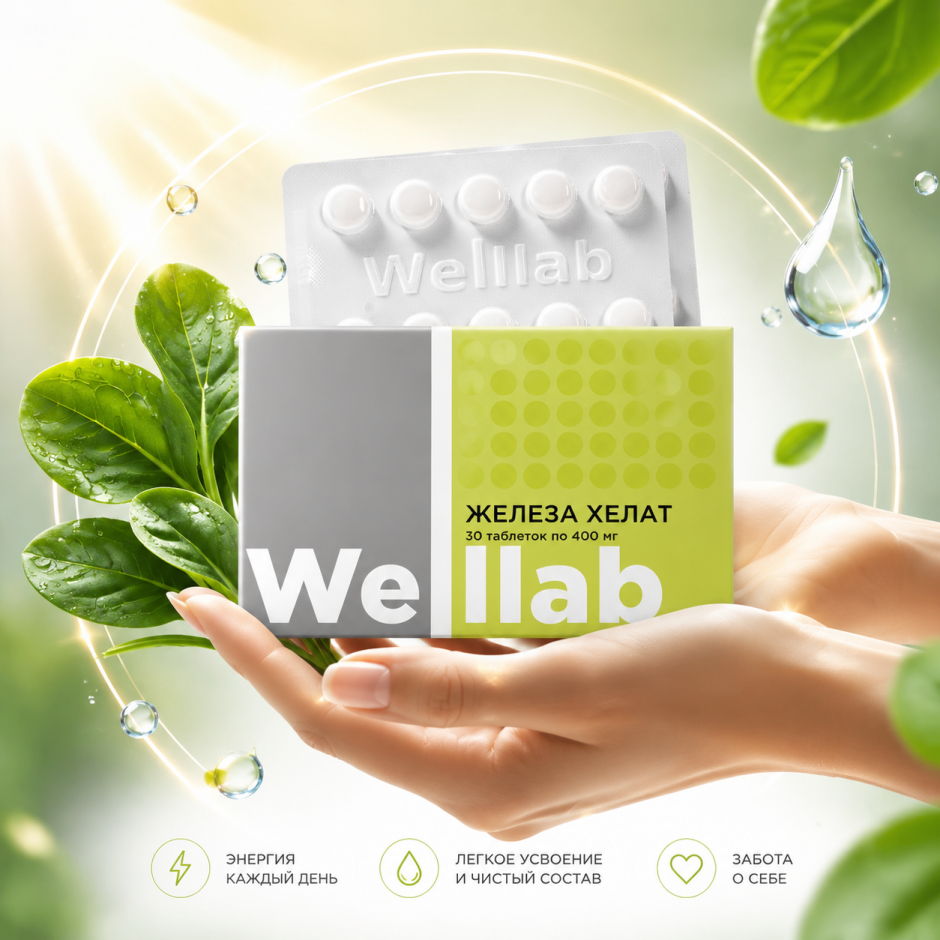 ЖЕЛЕЗА ХЕЛАТ Биодоступное железо Welllab