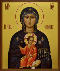 Никопея икона Божией Матери рукописная на липовой доске (24165)
